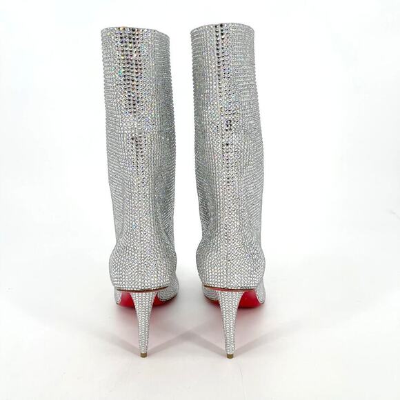 NWOB Christian Louboutin Silver Astrilarge Strass Crystal Ankle Boot size EU 39 - Picture 7 of 11